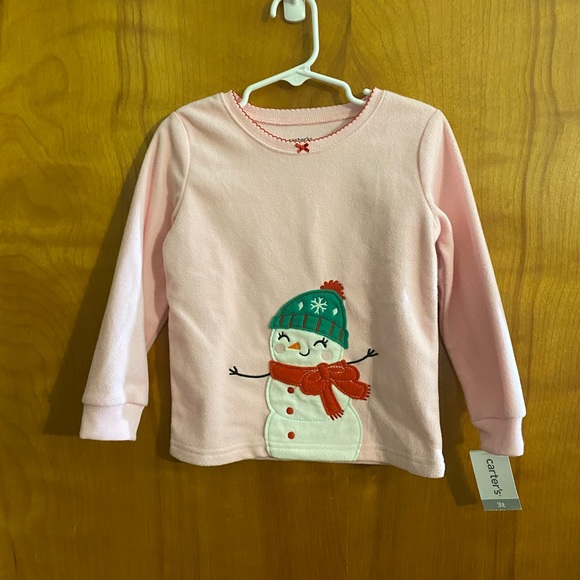 🛒Markdown Cater’s 3T Pink Snowman Sweatshirt Flame Resist Christmas Winter Girl - Picture 1 of 8
